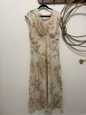 VTG 90s/Y2K Kathy Roberts Pastel Floral Maxi Dress ✨ Size 16W